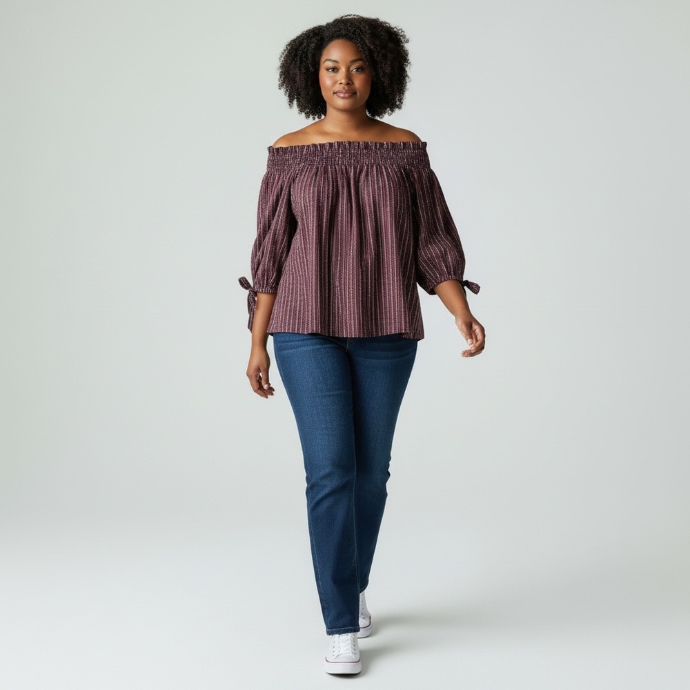 CAROLINE CONSTAS Striped Off-the-Shoulder Blouse Size Large -- NWT - Picture 9 of 9